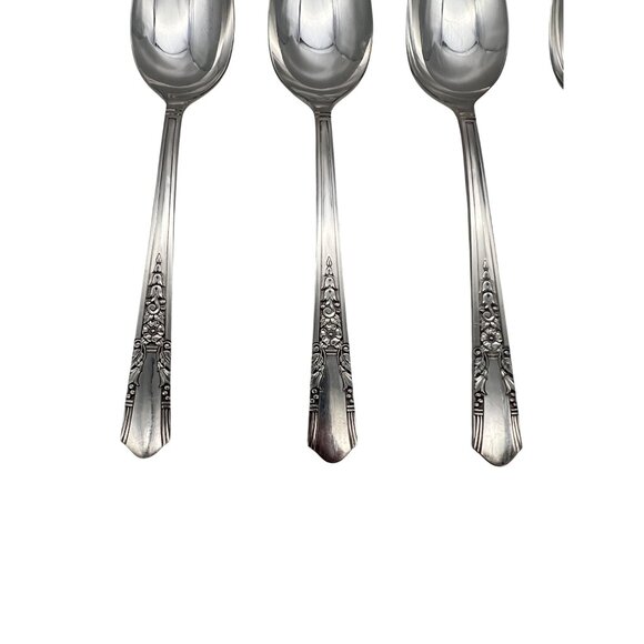 Oneida Simeon L & George H Rogers Jasmine 6 Oval Soup Spoons 7.25" Circa 1939 - Picture 2 of 5